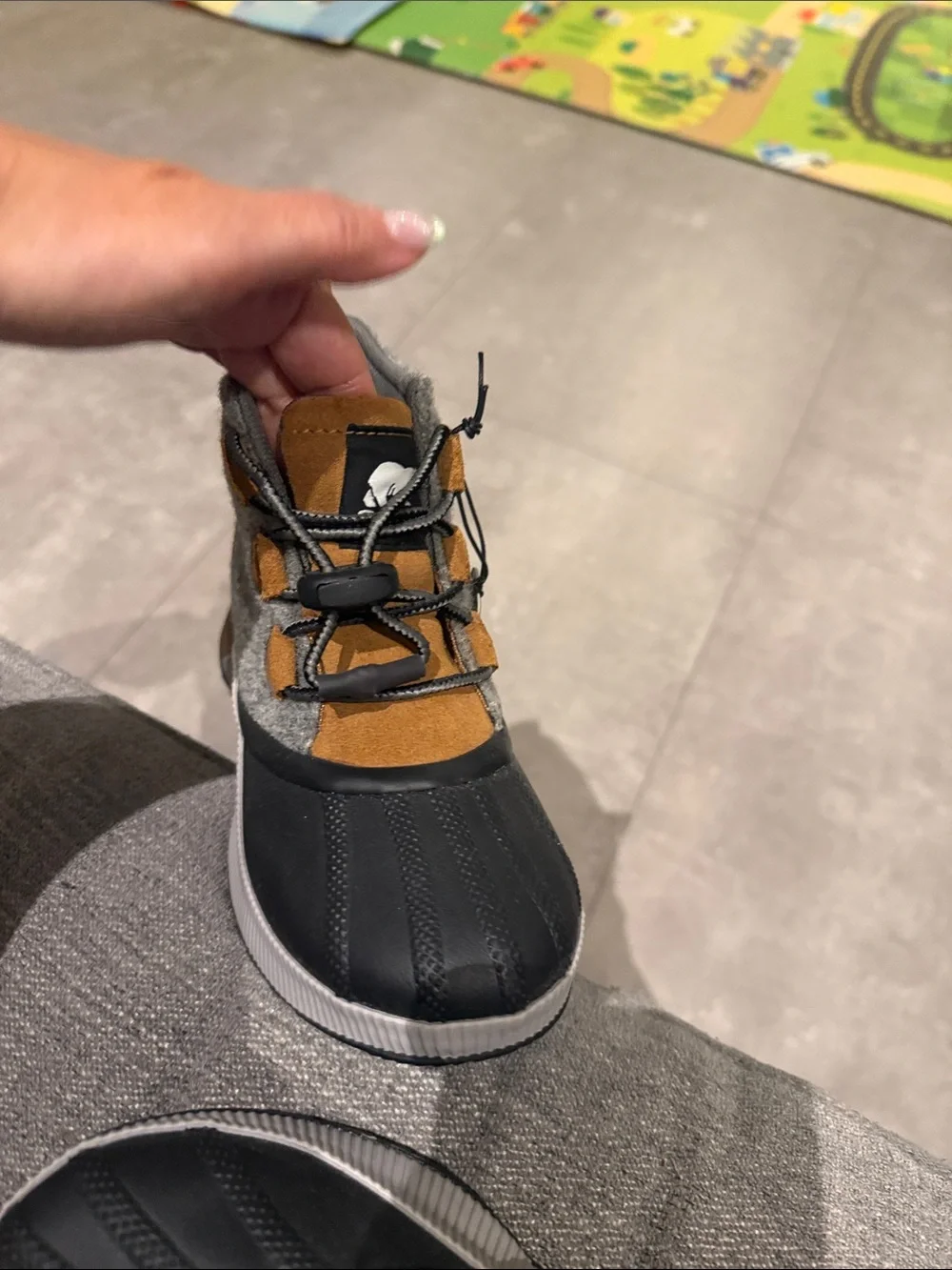 Sorel Wool-Trim Ankle Boot in Brown and Gray